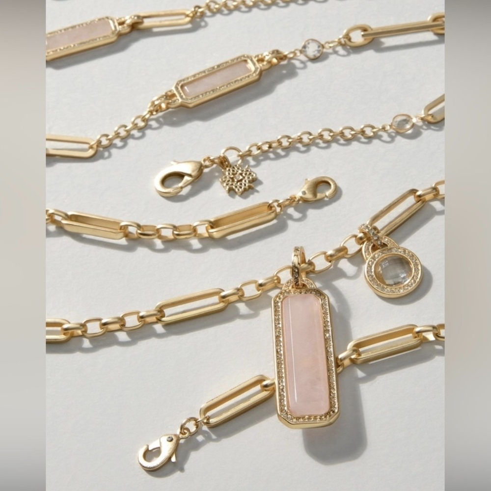 White House Black Market Convertible Quartz Gold Tone Necklace EUC